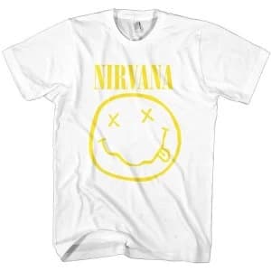 Nirvana - Yellow Smiley Unisex Medium T-Shirt - White