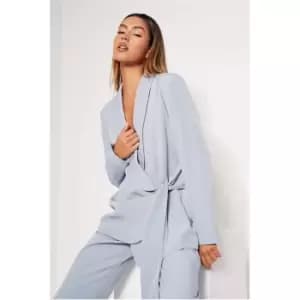 I Saw It First Blue Premium Wrap Detail Blazer - Blue