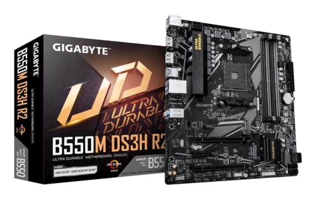 Gigabyte Gigabyte B550M DS3H R2 Motherboard - AMD Ryzen 5000 CPUs, 5+3 Phases VRM, up to 4733MHz DDR4 (O.C.), 1xPCIe 4.0 + 1xPCIe 3.0 M.2, 1GbE LAN, U