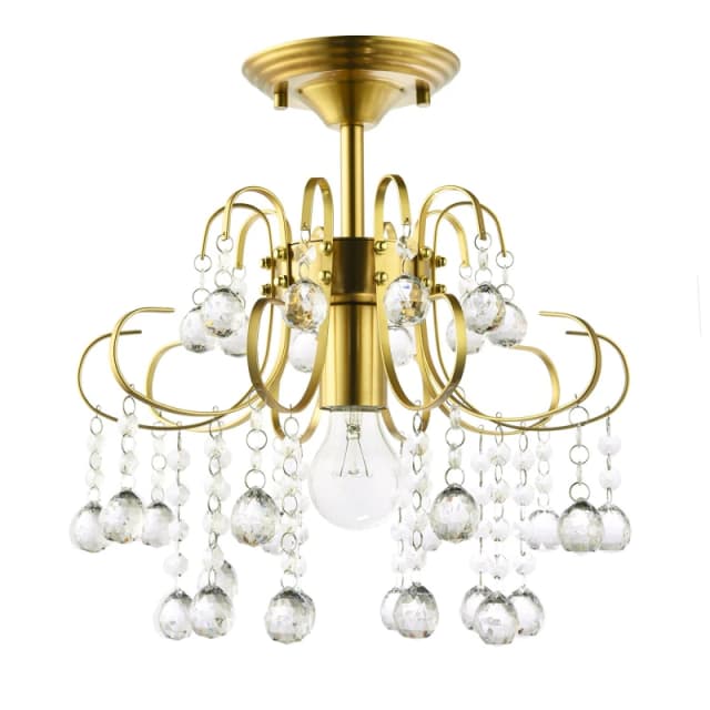 Happy Homewares Waterfall Satin Gold Ceiling Light Fitting with Clear Acrylic Spheres Gold Unisex