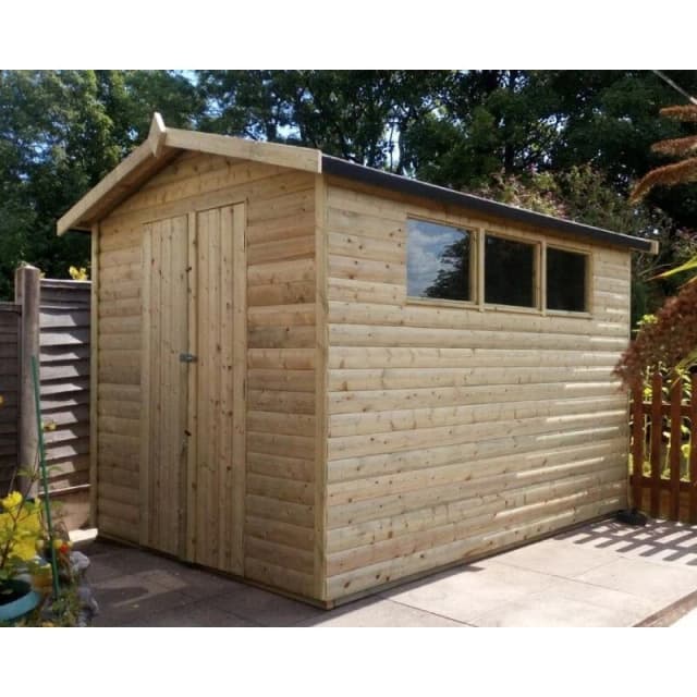 Churnet Valley Garden Furniture Ltd 10 X 8 Apex Garden Shed - Pressure Treated - L244 x W305 x H240cm in Brown Brown Unisex