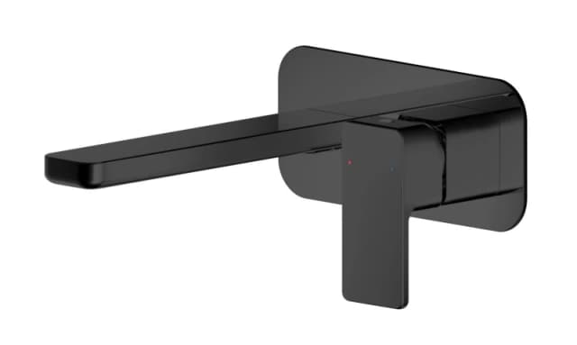 Balterley Square Wall Mount 2 Tap Hole Basin Mixer Tap Back Plate Matt Black unisex