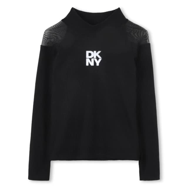 DKNY Kids Mesh Crew Neck Jumper Black female 6Y