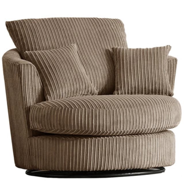 Furnishings For Less UK Luxor Jumbo Cord Coffee Fabric Single Seater 360 Degree Swivel Chair Sofa Accessory
