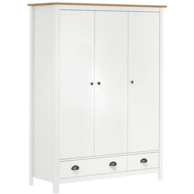 VIDAXL 3-Door Wardrobe Hill White 127x50x170cm Solid Pine Wood Vidaxl 8719883910208