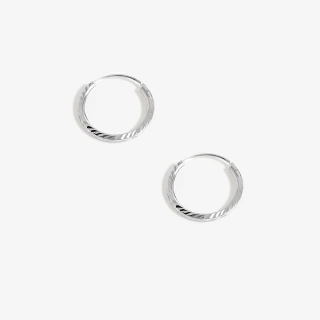 Simply Silver Sterling Silver 925 Textured Mini Sleeper Hoop Earrings Silver female