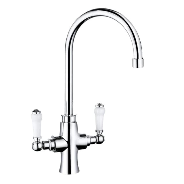 Balterley Traditional Dual Handle Kitchen Mixer Tap, Chrome in Silver Silver Unisex