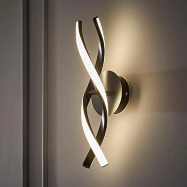 ValueLights Infinity Matte Black Twist Helix IP44 Rated Bathroom Integrated LED Wall Light Black
