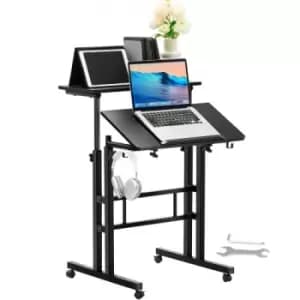 VEVOR Mobile Standing Desk, 26.4"-44.9" Gas-Spring Height Adjustable Sit-Stand Desk, 360° Swivel Wheels (4 Lockable) Home Office Rolling Laptop Table