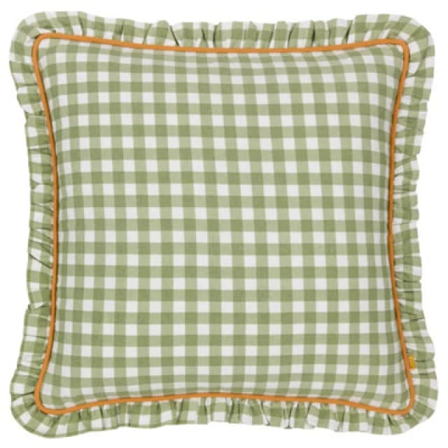 Furn. Maude Gingham Reversible Piped Polyester Filled Cushion