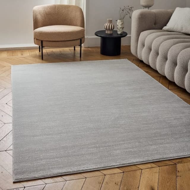 THE RUGS Carmel Modern Area Rug & Runner Striped Design Stain Resistant in Grey Size: 80cm x 300cm Grey Unisex 80cm x 300 cm