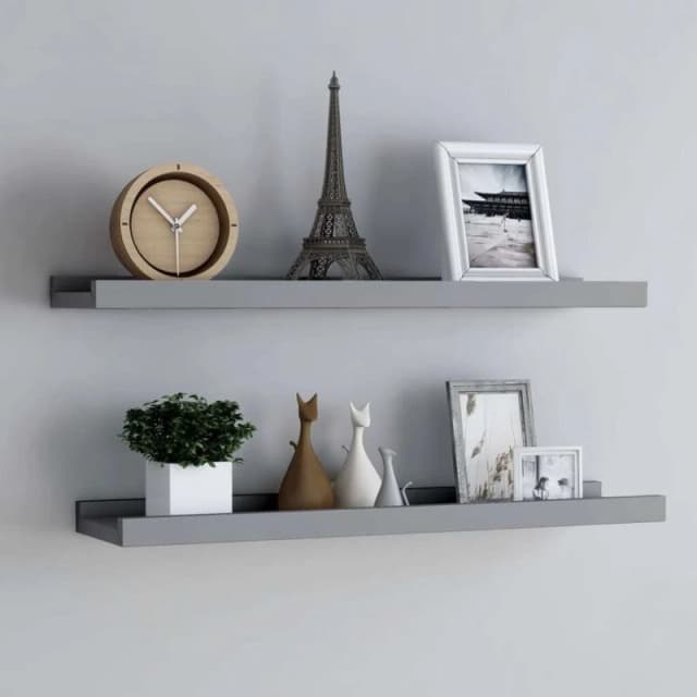 VIDAXL Picture Frame Ledge Shelves 2 pcs Grey 80x9x3cm mdf Vidaxl 8720286075678