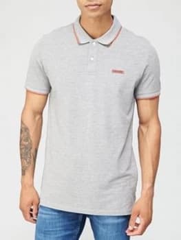 Jack & Jones London Rubber Logo Polo Shirt - Light Grey Marl