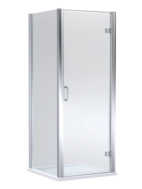 Balterley Hinged Shower Door & Tray: 900x900mm Chrome/White in Silver Silver Unisex