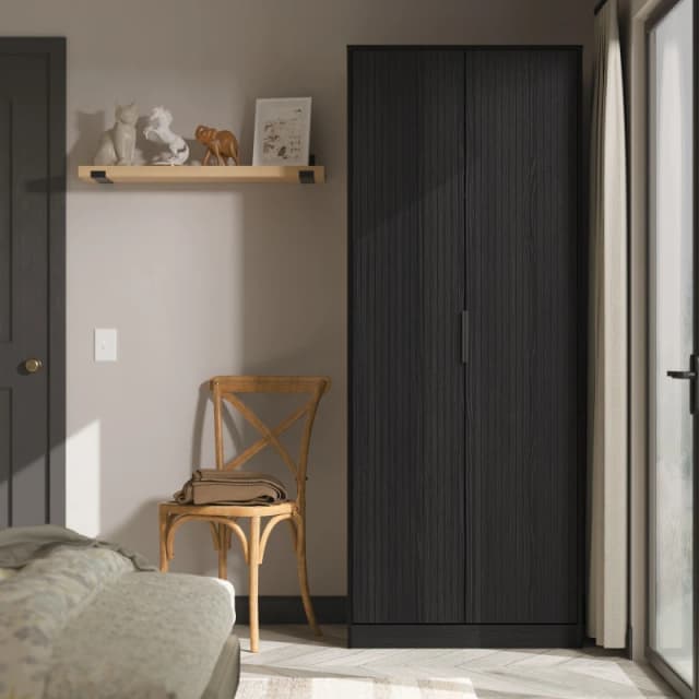 Ready Assembled 2 U Menai 2 Door Wardrobe (Ready Assembled) in Black Unisex