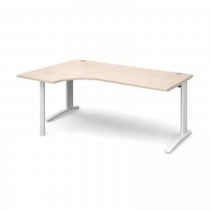 TR10 Left Hand Ergonomic Desk 1800mm - White Frame maple Top