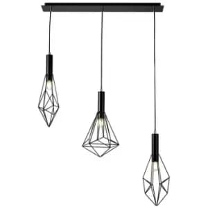 Suspension Kristoff Black 3 bulbs 50cm