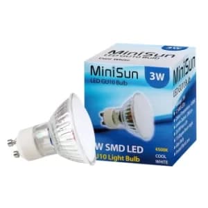4 x 3W GU10 Cool White LED Glass Spotlight Bulbs