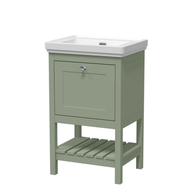 Balterley Floor Standing 1 Drawer Vanity 0 Tap Hole Fireclay Basin Green 500mm Green