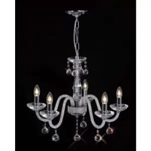 Diyas - Amora pendant lamp 5 Bulbs polished chrome / crystal