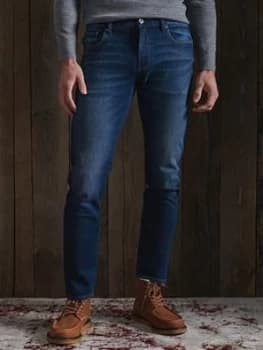 Superdry Slim Jeans, Dark Blue, Size 30, Inside Leg Regular, Men