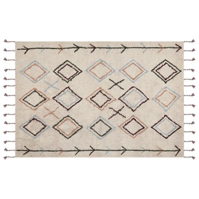 Beliani Rug Corum Beige 160 X 230 Cm Cotton