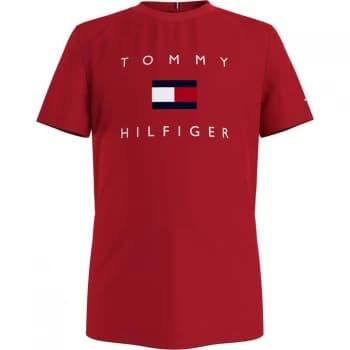 Tommy Hilfiger Flag Logo T Shirt - Red XNL