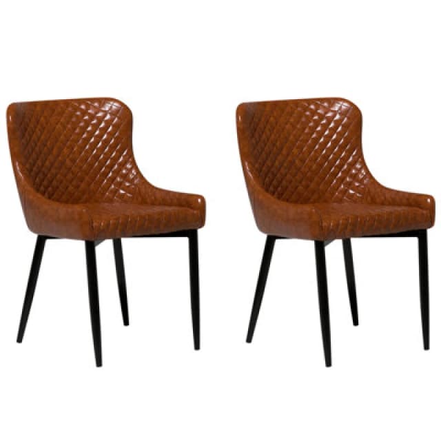 Beliani Set Of 2 Dining Chairs Solano Faux Leather Golden Brown