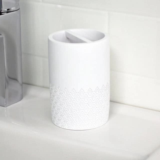 Showerdrape Chantilly White Collection Toothbrush Holder White