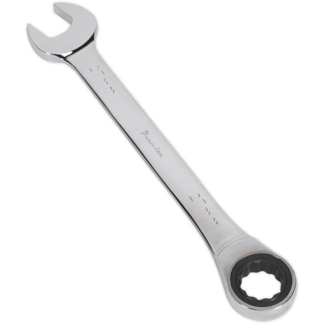 Loops 27mm Ratchet Combination Spanner - Chrome Vanadium Steel - 72 Tooth Ratchet Ring Metallics