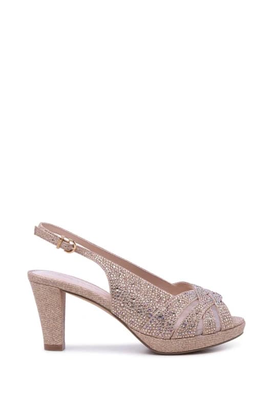 Paradox London Womens Novella' Wide Fit Diamante Platform Sandals in Gold Size: 6E Gold Female 6E