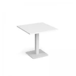 Brescia square dining table with flat square white base 800mm - white