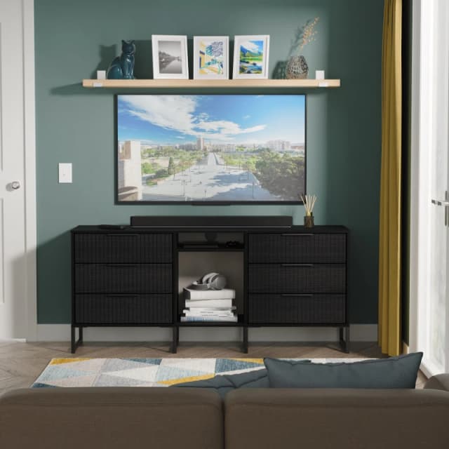 Ready Assembled 2 U Menai 6 Drawer Sideboard (Ready Assembled) in Black Unisex