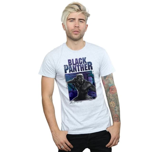 Marvel Marvel Men Black Panther Tech Badge T-Shirt in Grey Size: Small Grey S Male 5057864300840