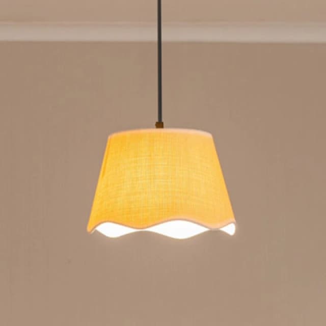 ValueLights Dutton Natural Fabric Scallop Edge Small Lamp Shade with LED Bulb White