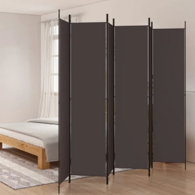 Vidaxl 6-panel Room Divider Brown 300X220 Cm Fabric, Brown 350207