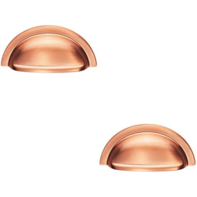 Loops 2x Cabinet Cup Pull Handle 91 x 45mm 76mm Fixing Centres Satin Copper Copper unisex