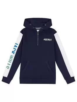 Jack Wills Boys Devon Colour Block Zip Hoodie - Navy, Size 10-11 Years