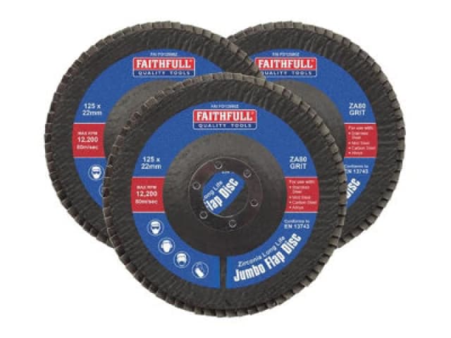 Faithfull Zirconia Abrasive Jumbo Flap Disc FAIFD12580Z3 Diameter: 125mm