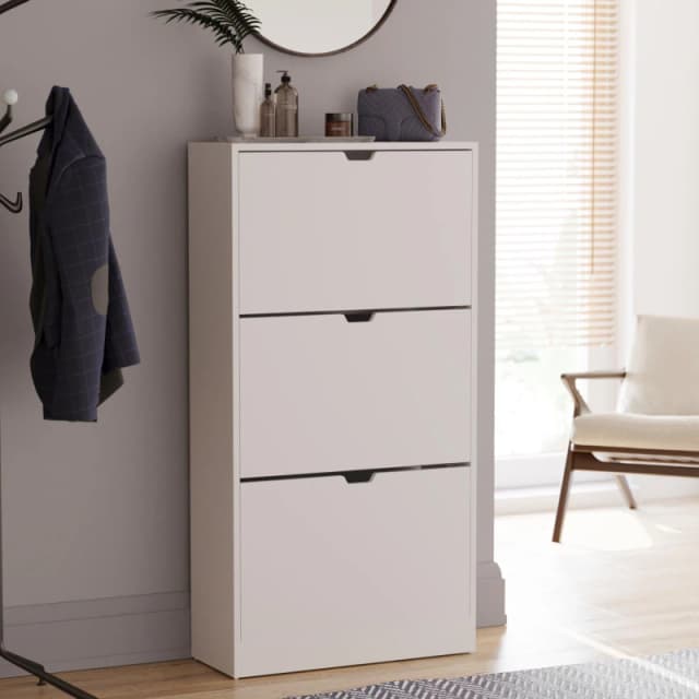 Lassic Vida Designs 3 Drawer Shoe Cabinet (Handless) White unisex 3 Drawer