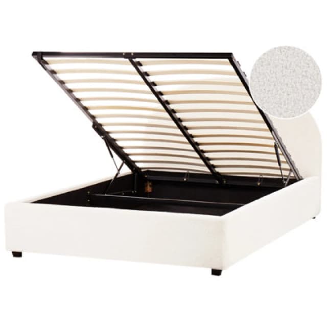 Beliani Ottoman Bed Boucle Vaucluse 140 X 200 Cm (Eu Double) Off-White