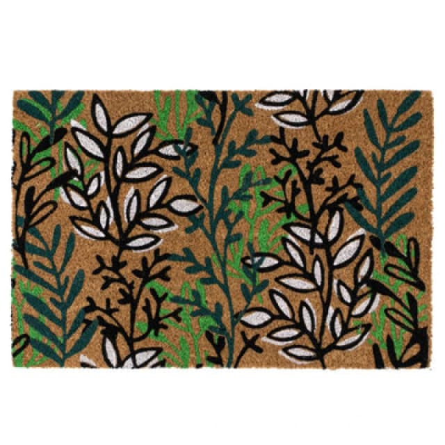 Jvl Eco-Friendly Latex Backed Coir Entrance Doormat, 40X60Cm - Leaves