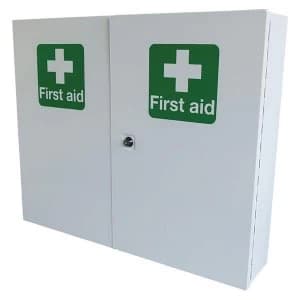 Click Medical Double Door Metal First Aid Cabinet Lockable White Ref