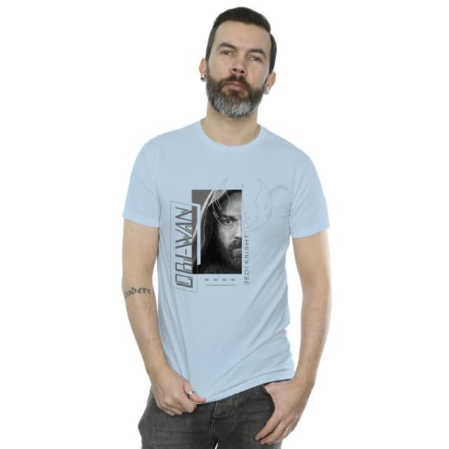 Star Wars Star Wars Men Obi-Wan Kenobi Jedi SciFi Collage T-Shirt in Baby Blue Size: Small Baby Blue S Male 5059934442191