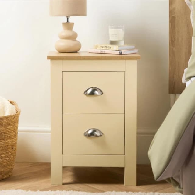 OHS OHS Chicago 2 Drawer Bedside Cabinet Table Nightstand in Cream Cream One Size Unisex 5027434232741