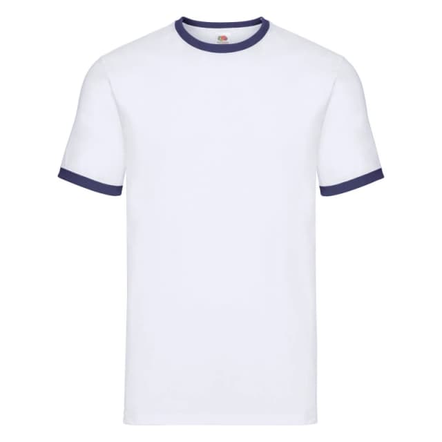 Fruit Of The Loom Fruit of the Loom Men Contrast Ringer T-Shirt in Off White Size: Small Off White S Male 5063470442171