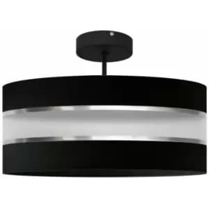 Helam Helen Cylindrical Pendant Ceiling Light Black, Silver 40cm