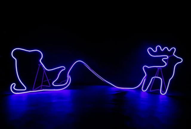Shatchi Reindeer With Sleigh Neon Effect Rope Light Silhouette Double Side 90 Blue Leds