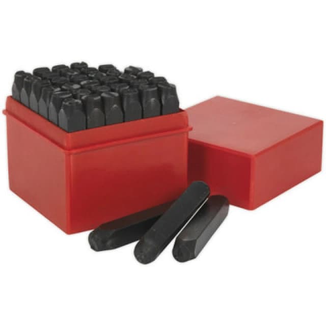 Loops 36 Piece Letter & Number Punch Set - 8mm Character Height - High Carbon Steel Metallics