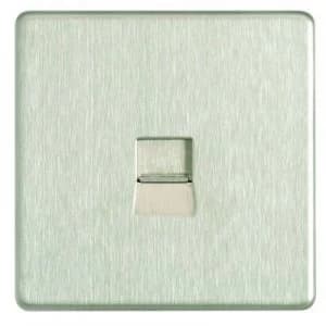 Wickes Single Screwless Flat Plate Master Telephone Socket - Brushed Steel